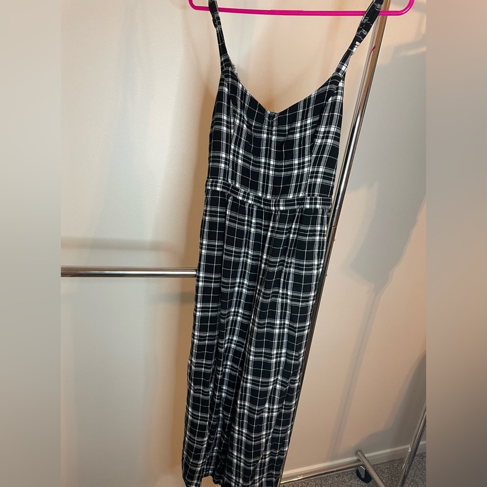 Hollister black and white checks romper